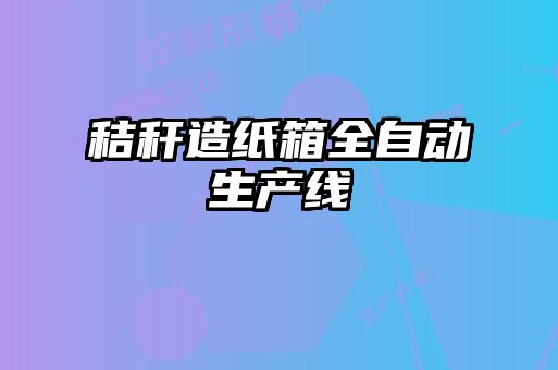 秸稈造紙箱全自動生產線