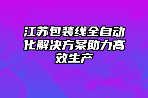 江蘇包裝線全自動化解決方案助力高效生產