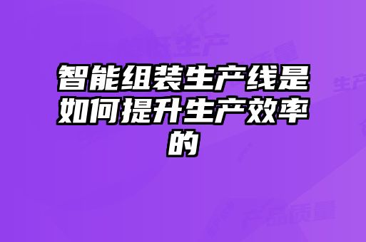 智能組裝生產線是如何提升生產效率的