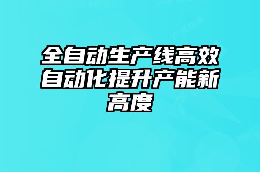 全自動生產線高效自動化提升產能新高度