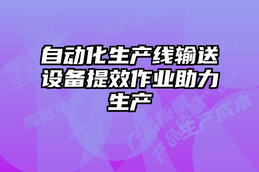 自動化生產線輸送設備提效作業助力生產
