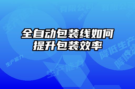 全自動包裝線如何提升包裝效率