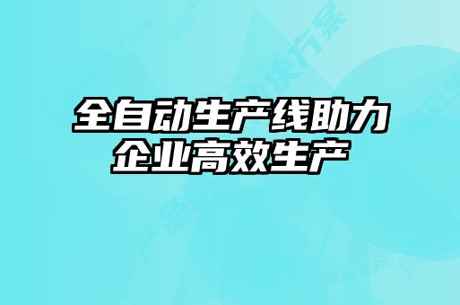 全自動生產線助力企業(yè)高效生產