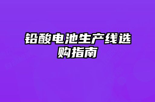 鉛酸電池生產線選購指南