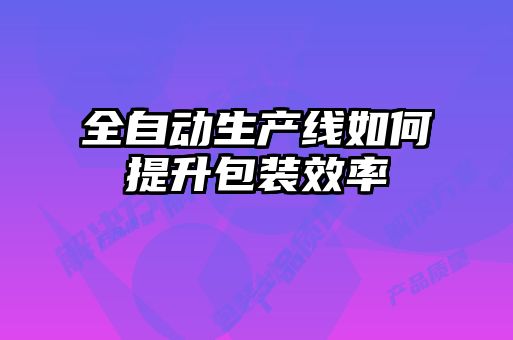 全自動生產線如何提升包裝效率